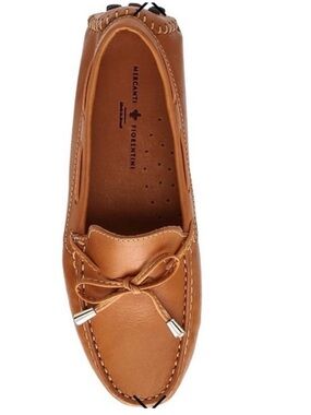 Mercanti Fiorentini Tan Leather Bow Moccasin Loafer